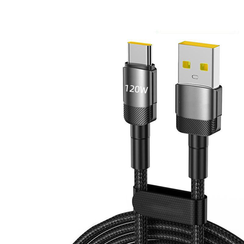 120W Braided Type-C Fast Charge Cable for Apple 15/16, Huawei, Vivo