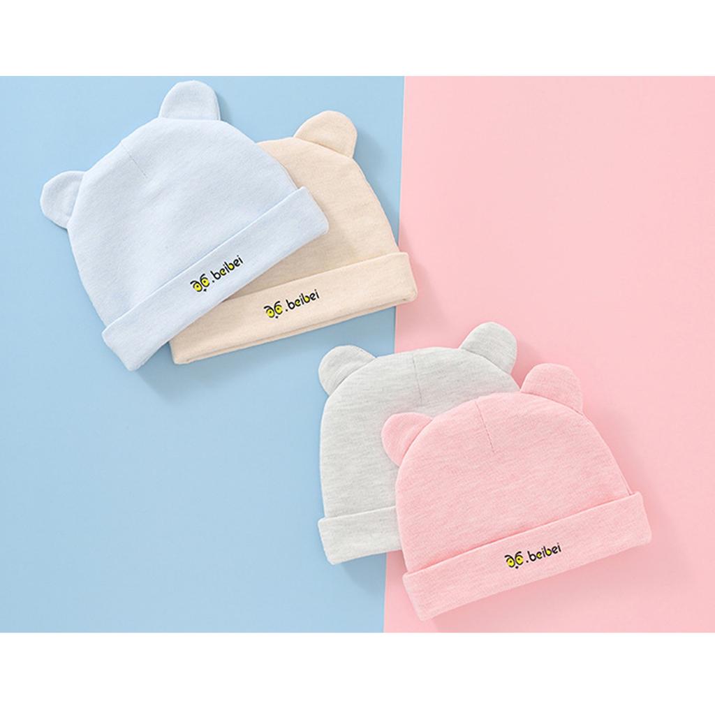 Мягкая и дышащая шапочка для плода из хлопка с медвежьими ушками для новорожденных, эластичная шапочка, милый чепчик для младенцев от 0 до 6 месяцев