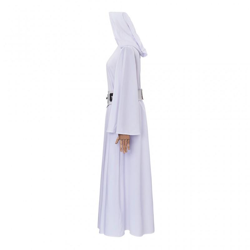 Star Wars Cosplay Costume Womens Princess Leia White Long Dress Anime Convention
