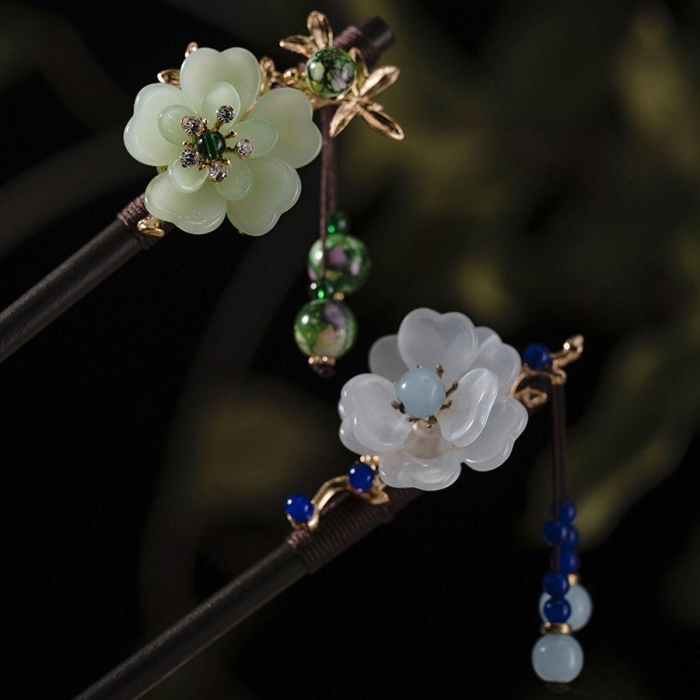 Wooden Flower Hair Forks Handmade Hairpin Chopstick Hair Ornament Hanfu Hair Bun Wedding