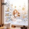 Transparent Window Stickers Christmas Angel Clings, Removable PVC Static Glass for Holiday Glue Free Film Home Decor, Reusable Electrostatic Snowflake