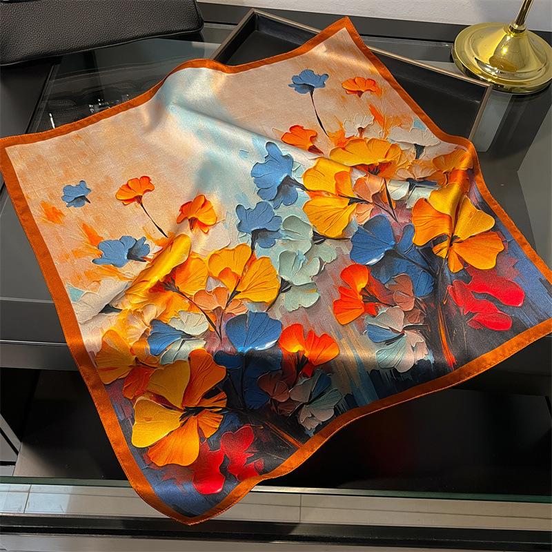 New 100% Natural Real Silk Scarf Women Bandana Square Scarves Wrap Kerchief Mulberry Fashion Luxury High Quality Hijab For Lady