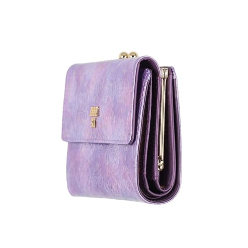 ANNA SUI Кошелек-раскладушка с застежкой-сердечком и розой [Новый цвет] Женский кошелек с отделением для купюр и слотами для карт, Большая вместимость, Застежка-клапан, 317985, Фиолетовый