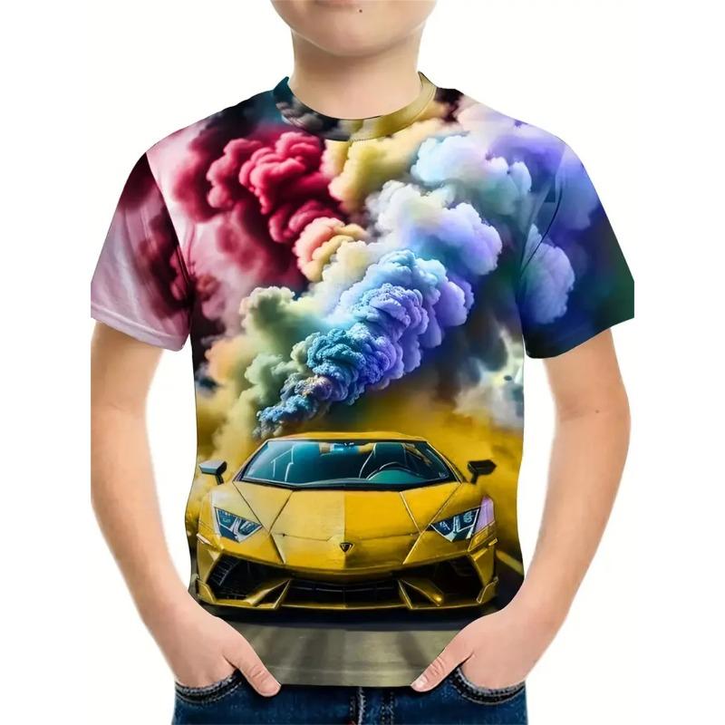 Одежда для мальчиков Футболки с коротким рукавом Одежда для мальчиков Детская одежда с 3D-принтом Модные графические футболки Повседневные детские футболки