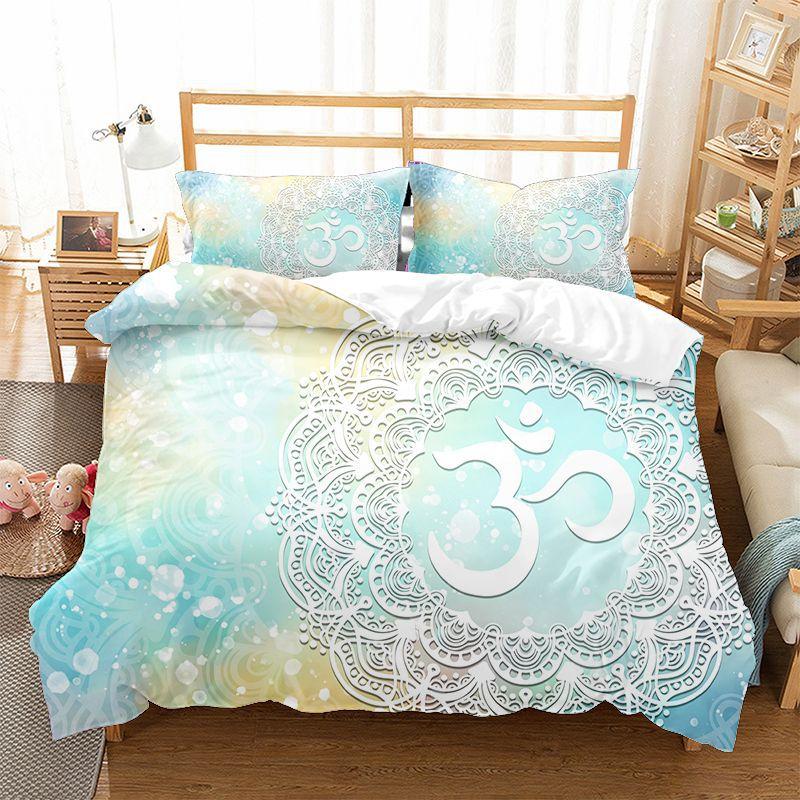 Mandala Flower Duvet Cover Set Bohemian Style Colourful Flowers Comforter Cover King Size for Boys Girls Polyester Bedding Se
