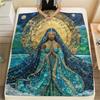 1Pc God Print Flannel Blanket, High quality Comfortable for All Seasons, Home Decor, Warmth and Comfort, Perfect for Christmas Gifts