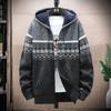 Fashion Men's Jacket Fall And Winter Casual Sweater Jackets Warm Knit Sweater Hooded Hoodie Coats