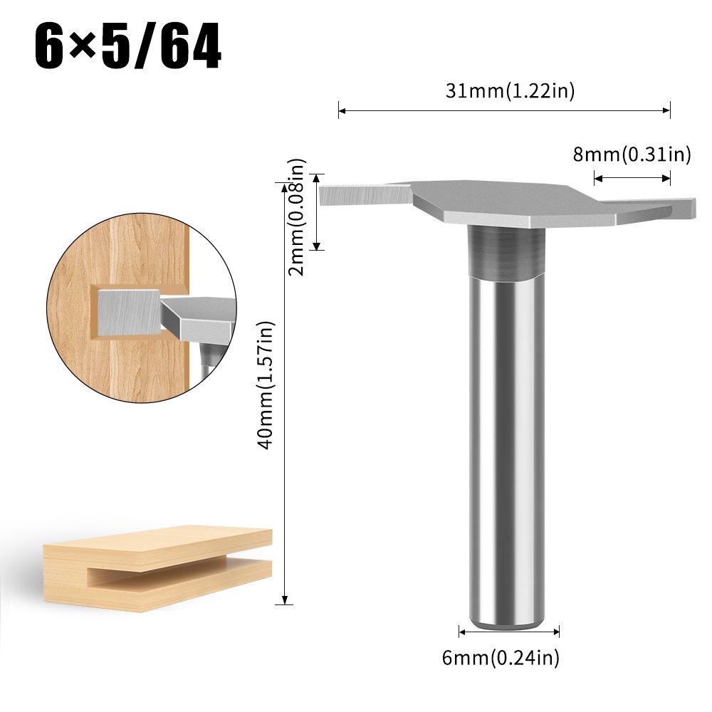 6 Handle 12 Handle T-Shaped Knife Slotted Knife Alloy Slotting Cutter Head Woodworking Milling Cutter Tungsten Steel Cutter Head Woodworking Knife
