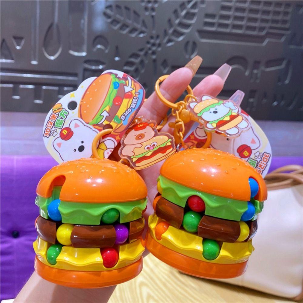 Finger Top Toy Dog Hamburger Doll Key Chain Capybara Puzzle Cube Keychain Girls Couple Girlfriends