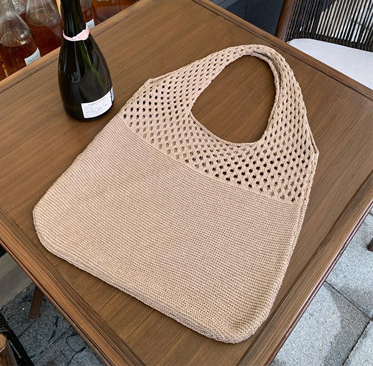 Tote Bag Knit Bag Mesh Hollowed Out Women's Shoulder Bag Woven Bag Handbag