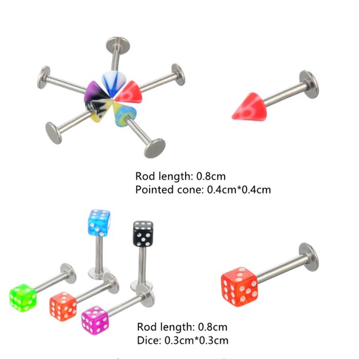 Акриловый пирсинг из нержавеющей стали, смешанные цвета для бровей, живота, губ, кольца для языка, обручи для носа, ювелирные изделия для пирсинга