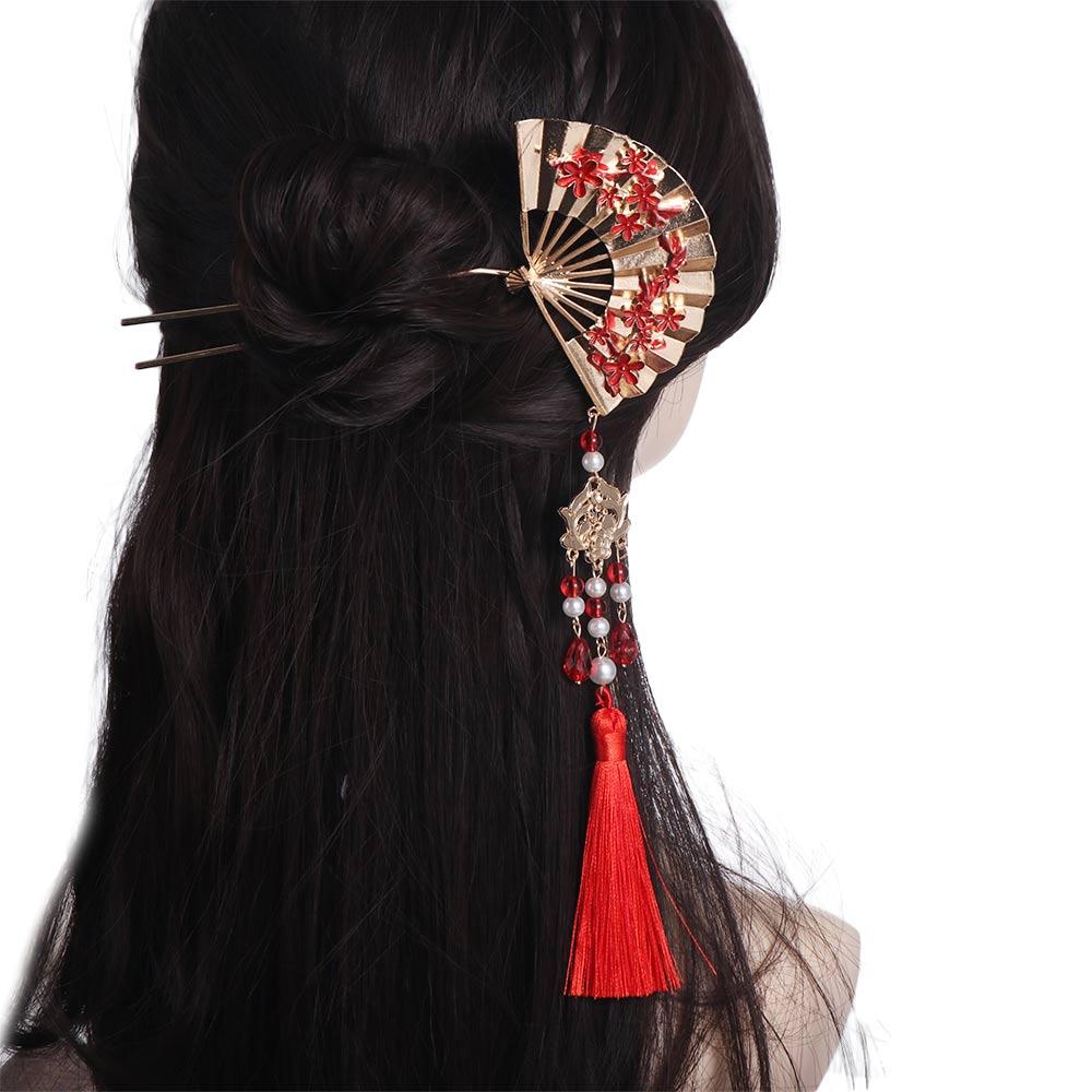 Retro Pearl Fringe Hairpin Zinc Zinc Alloy Fan Shape Bride Tiara U Shape Hair Frok  Hanfu Hair Accessories
