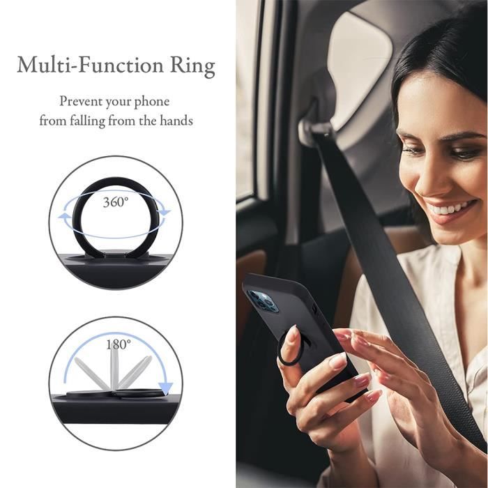 Case for iPhone 15 Pro Max, Black Color Protection with Support Ring