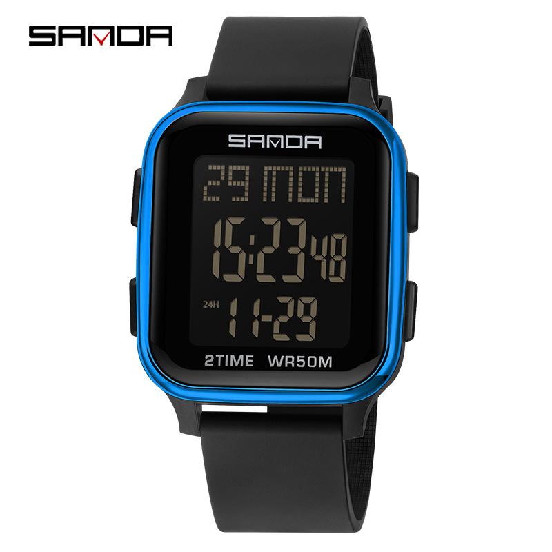 SANDA Модные электронные часы Многофункциональные квадратные спортивные часы-хронограф Водонепроницаемые наручные часы Бизнес-часы