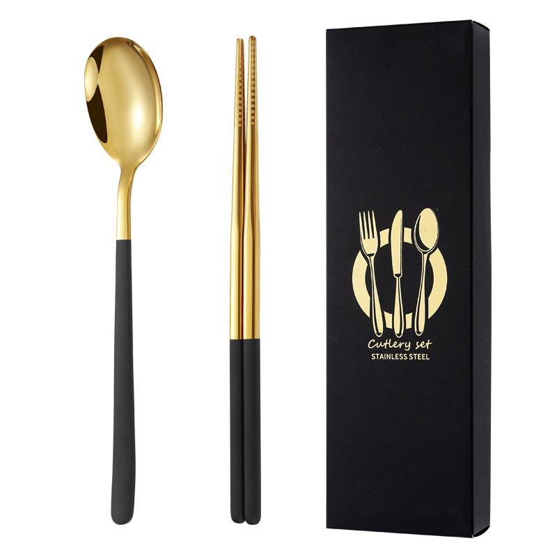 Подарочная коробка из нержавеющей стали 304, нож, ложка, палочки для еды, специальный набор, набор для приготовления пищи, семейная кухня, дорожный, полный набор, 2 шт.