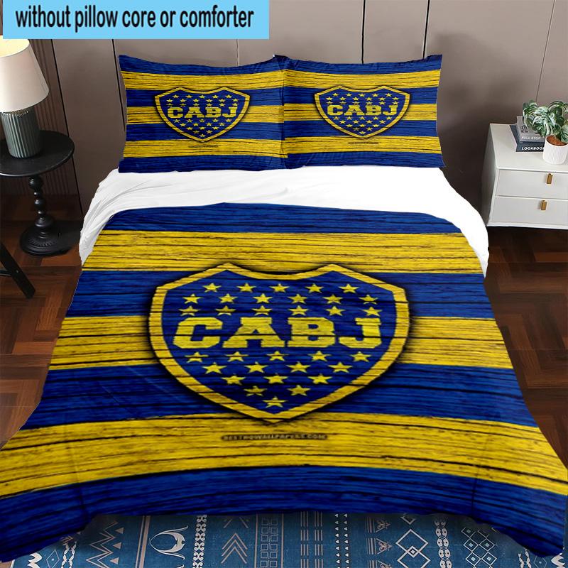 3pcs Boca Football Club Printed Bedding Set Duvet Cover Closure Includes 1 Duvet Cover & 2 Pillowcases Bedding Sets Home Decor Gifts