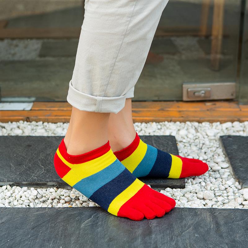 Men's Five-Toe Cotton Low-Cut Socks - Short Tube Style for Spring & Summer