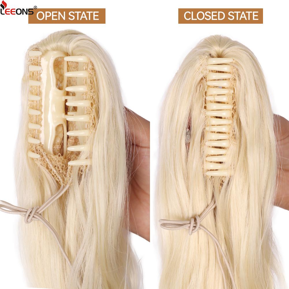 22" Ponytail Extension Claw Long Thick Wavy Curly Jaw Clip In Fake Pony Tails Soft Natural Looking Synthetic Hairpiece For Women