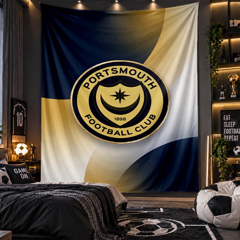 Wall Hanging Tapestry Portsmouth FC Print Cloth for Living Room Bedroom Home Decor