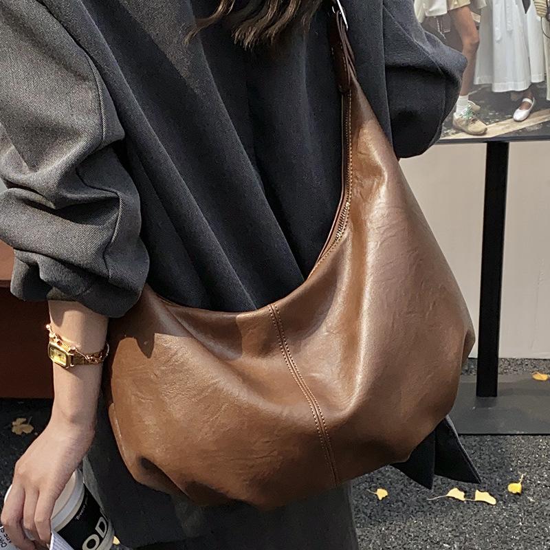 Ретро вместительная сумка-пельмень, сумка-подмышка для通勤, женская осенняя новая модная сумка через плечо, повседневная сумка-мессенджер