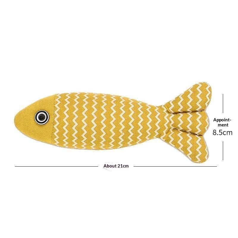 Cat Chew Toy Fish Shaped Linen Bite Resistant Teeth Cleaning Self Entertaining Toy for Bored Cats Home Use