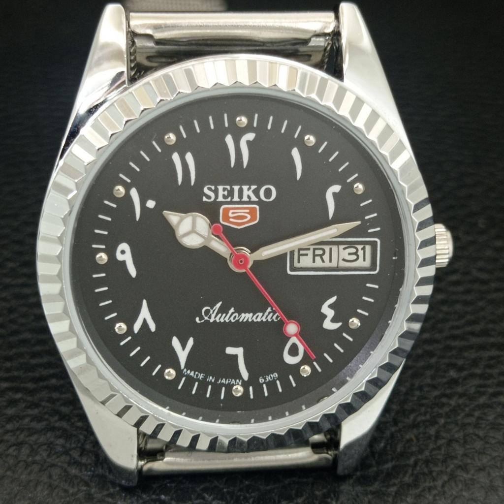 АВТОМАТИЧЕСКИЕ ВИНТАЖНЫЕ ВОССТАНОВЛЕННЫЕ МУЖСКИЕ ЧАСЫ SEIKO 5 6309A ЯПОНИЯ ЧЕРНЫЕ a442513-1