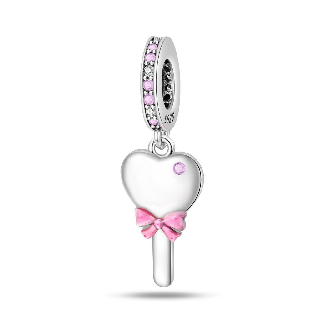 2026 Barbie Pink Girl Heart DIY Jewelry Accessories Bracelet 925 Silver Charm Beads