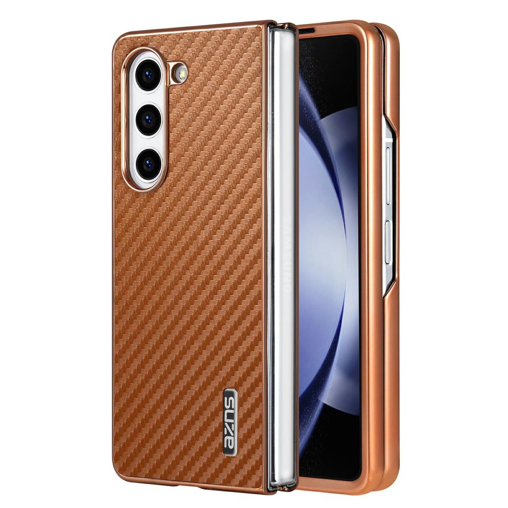 AZNS For Samsung Galaxy Z Fold6 5G Case Electroplating Carbon Fiber Texture PU+TPU Phone Cover