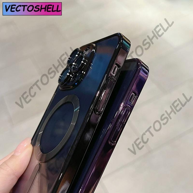 Luxury Transparent Magsafe Wireless Charging Case For iPhone 15 14 13 12 11 16 Pro Max Plus X Xs Max XR Magnetic Silicone Cover