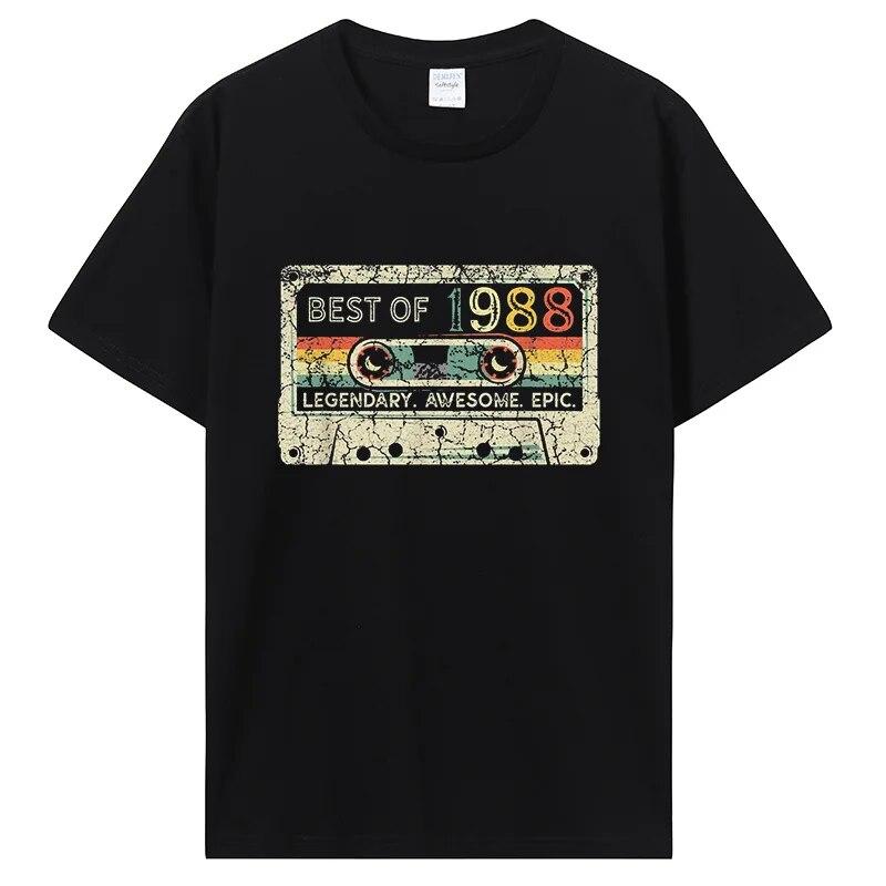 Винтажная футболка с микстейпом в стиле ретро Best Of 1988, футболка с кассетой на день рождения для женщин, футболка для папы и матери, уличная одежда
