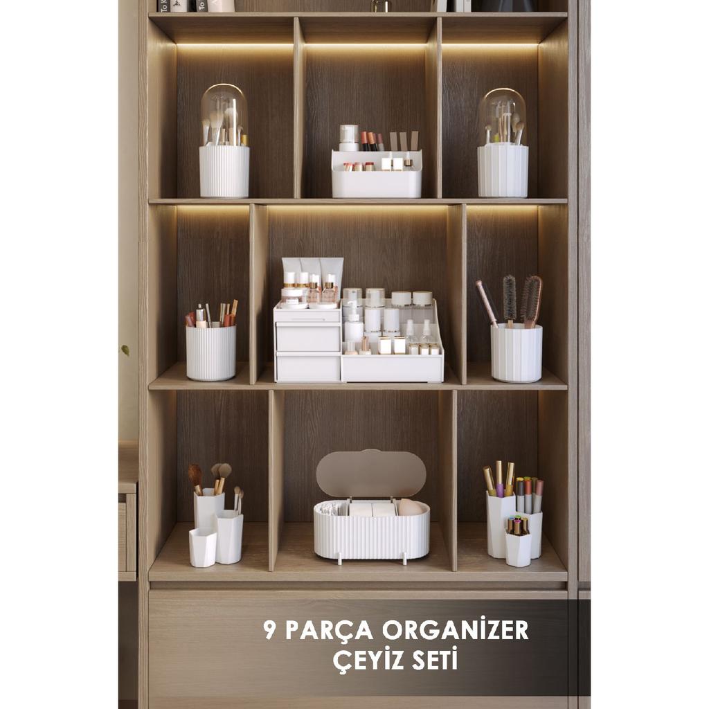 Elegance Xl (35cm) Makeup Cosmetic Perfume Cream Serum Organizer With Drawers White