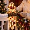 Сезонное освещение для помещений и улицы, Светящаяся рождественская фигурка для перил, Милый Санта/Олень/Пингвин/Пряничный человечек, Каскадные праздничные огни, Зимний теплый свет для