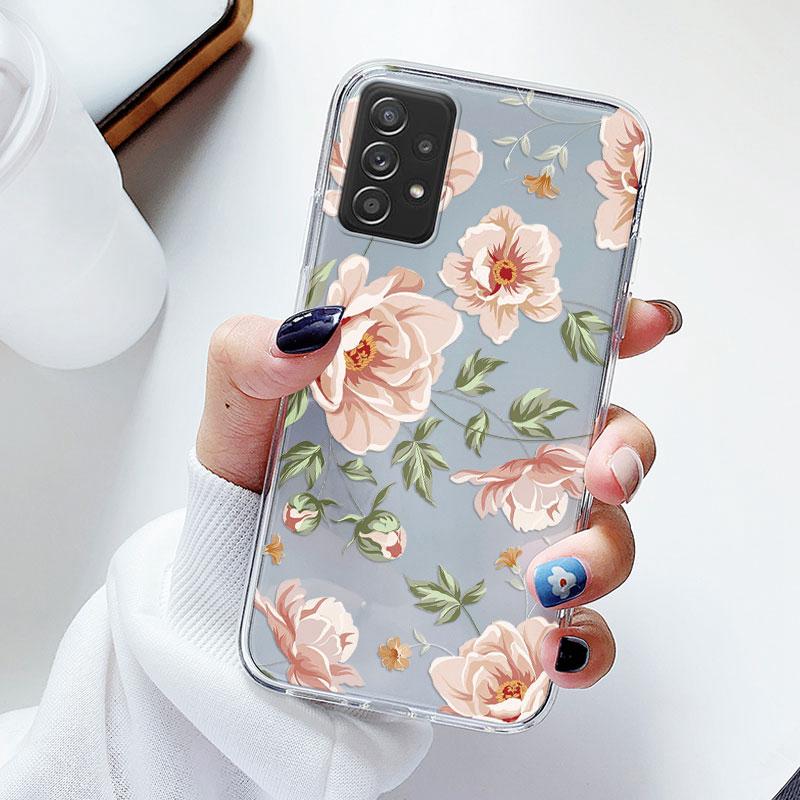 Чехол для телефона Samsung A52s A52 Цветочный силиконовый чехол для Samsung Galaxy A52 Fundas Coque Прозрачный мягкий Capas Цветочный TPU