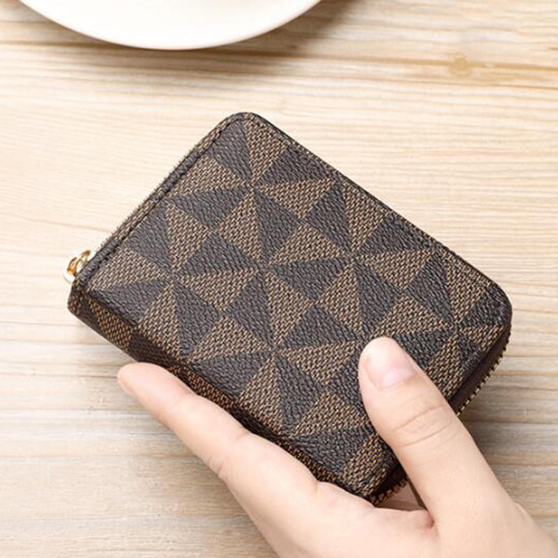 Портативная сумка-карман для карт на молнии с ретро-принтом, женский короткий кошелек, многофункциональный, высококачественный, портативный, женский, с удостоверением личности, кредитной картой, нулевой кошелек