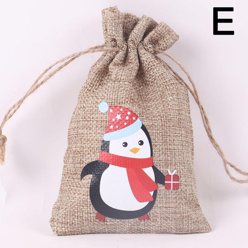 1 шт. Рождественский подарочный мешочек на шнурке из хлопка и льна, подарочные упаковочные пакеты для хранения ювелирных изделий и конфет MIT