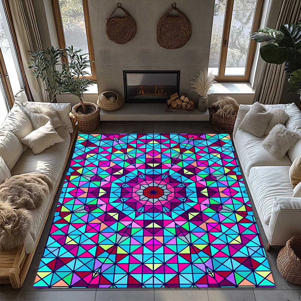 Stylish Geometric Area Rug Non Slip Modern Abstract Home Decor Living Room Floor Mats Bedroom Carpet Washable Indoor Rugs