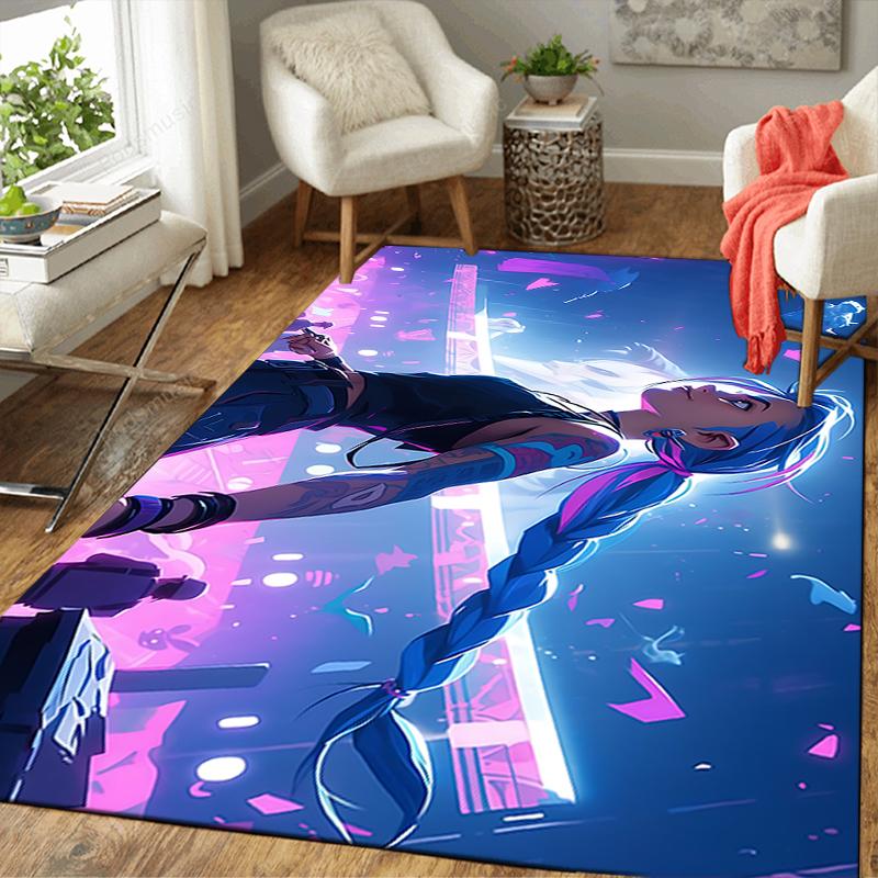 1Pc Cyberpunk Neon Future Rug, Office Carpet Indoor Outdoor Doormat, Non-Slip, Comfortable, Living, Christmas Halloween, Xmas Gift S1684