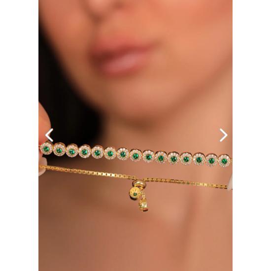 Браслет из стерлингового серебра 925 пробы с изумрудно-зеленым камнем