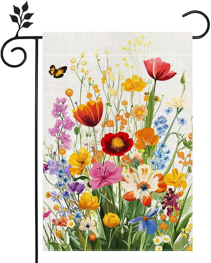 Spring oral Garden ag Colorful ower Wildowers Welcome Yard Outdoor ag Double Sided 12x18 Inch YYD EEZ