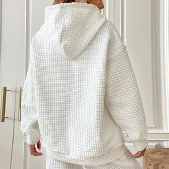 Осень-зима, женская однотонная толстовка с накладным карманом, цветная, свободная, на шнурке, с капюшоном, большая, толстая, теплая, с длинным рукавом, вафельная