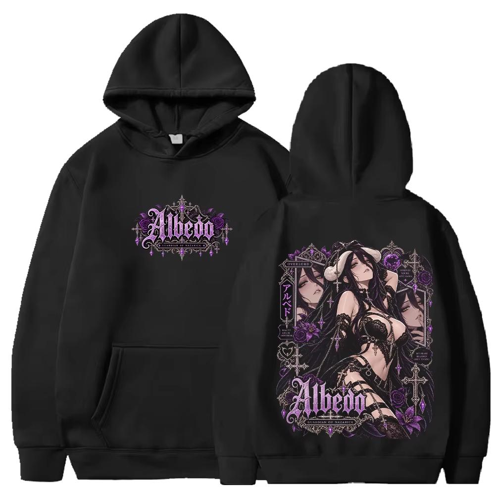 Anime Overlord Albedo Manga Graphic Print Hoodie Men Women Harajuku Y2K Fashion Pullover Streetwear Hip Hop Style Long Sleeves Oversized Sweatshirt