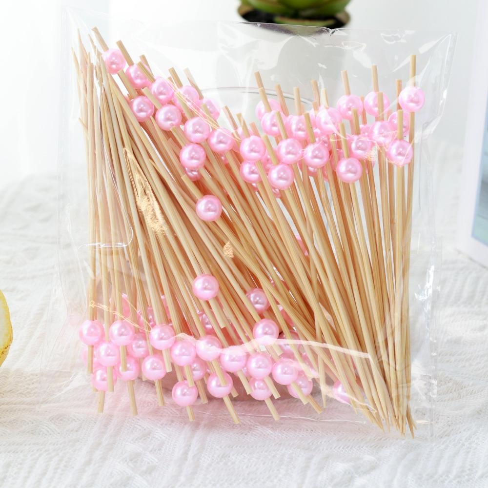 100pcs Versatile Bamboo Food Picks Disposable Fruit Sticks Decorative Dessert Sticks  Wedding Party