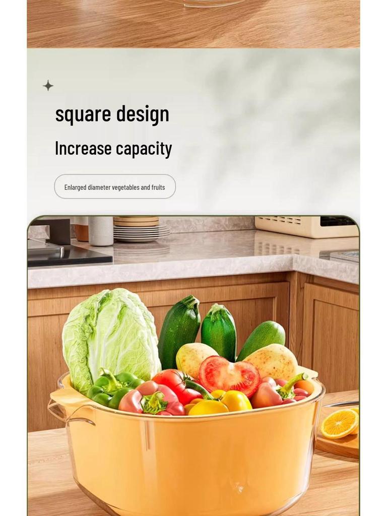 Double-Layer Kitchen Drain Basket for Fruits & Vegetables - Food-Grade Storage & Strainer