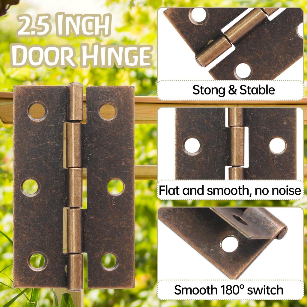 6 2.5-inch 6-hole copper ball bearing hinges with mounting screws for cabinets windows and outdoor bronze