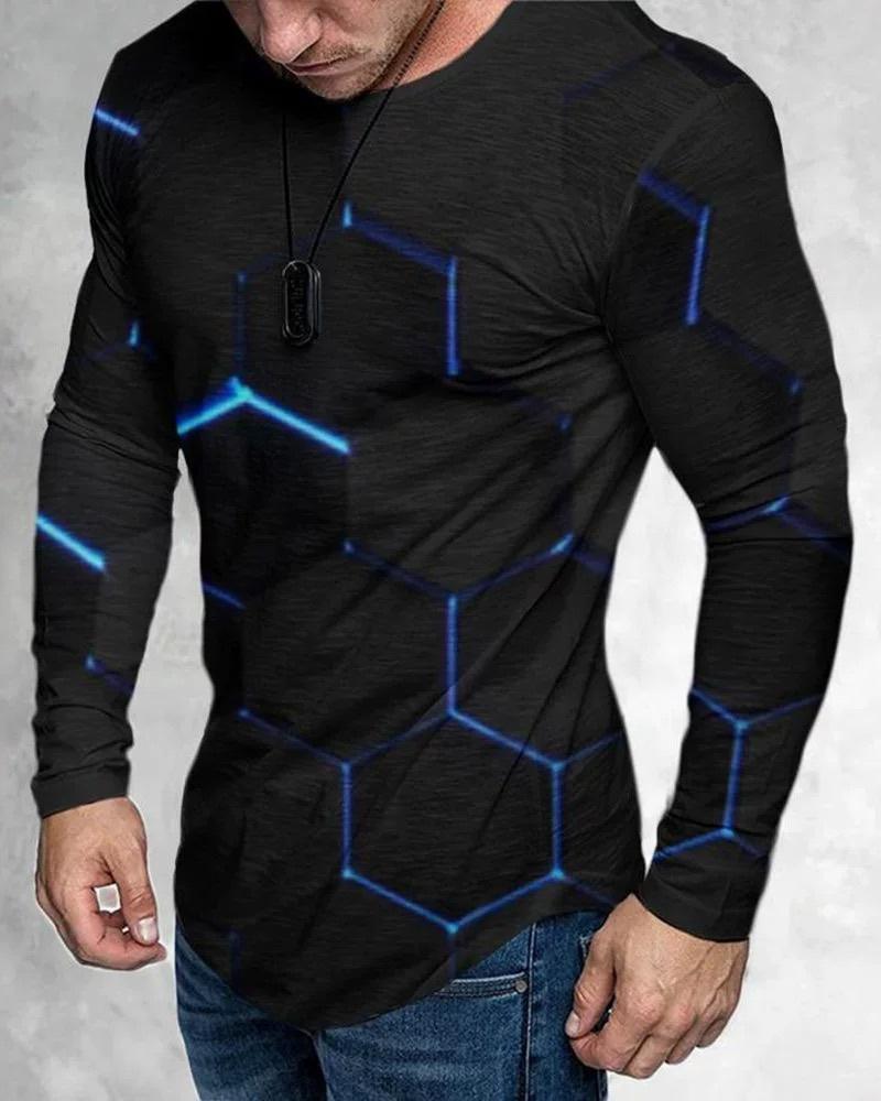 3D цифровая печать мужская модная повседневная верхняя одежда пуловер футболка с круглым вырезом