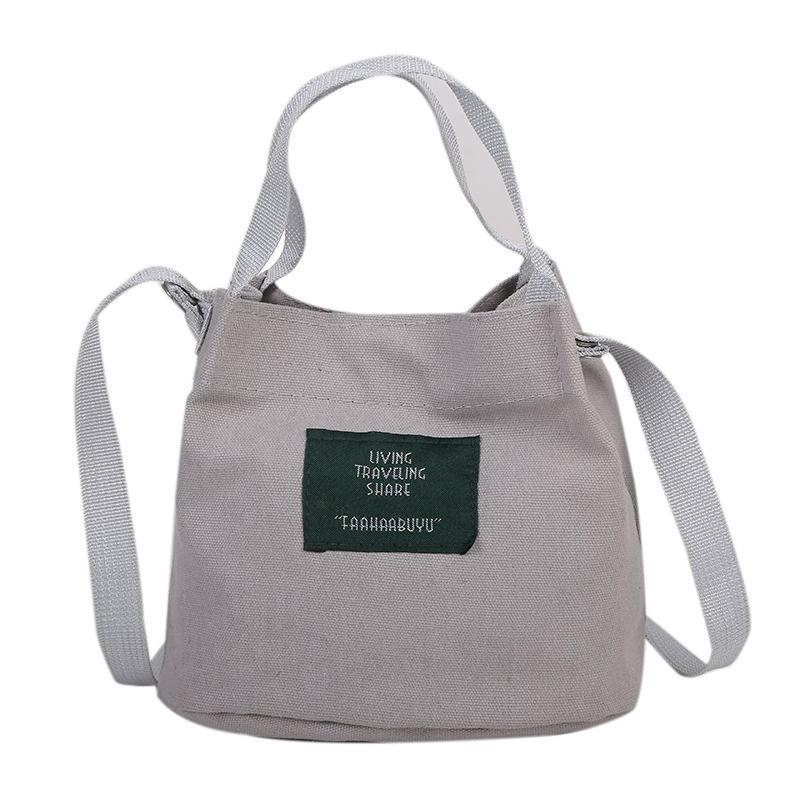 Модные мини-сумки из холста, повседневная и художественная женская сумка через плечо, простая однотонная сумка с пряжкой, маленькая сумка-ведро из ткани