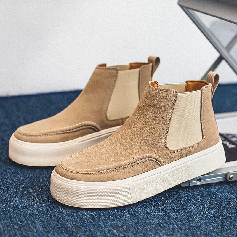 Модные мужские модные сценические панк-платья челси ботинки прилив коровья замша кожа балетки ковбойские ботильоны красивые ботинки на платформе botas hombre