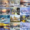 Snow Scenic DIY 5D Diamond Painting Full Round Drill Landscape Diamond Embroidery Cross Stitch Mosaic Kits Wall Art Home Decor