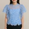 ZANZEA Women Casual Round Neck Ruffles Sleeve Summer Lace Blouse
