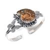 Ammonite Fossil Gemstone 925 Sterling Silver Cuff Bangle Adjustable